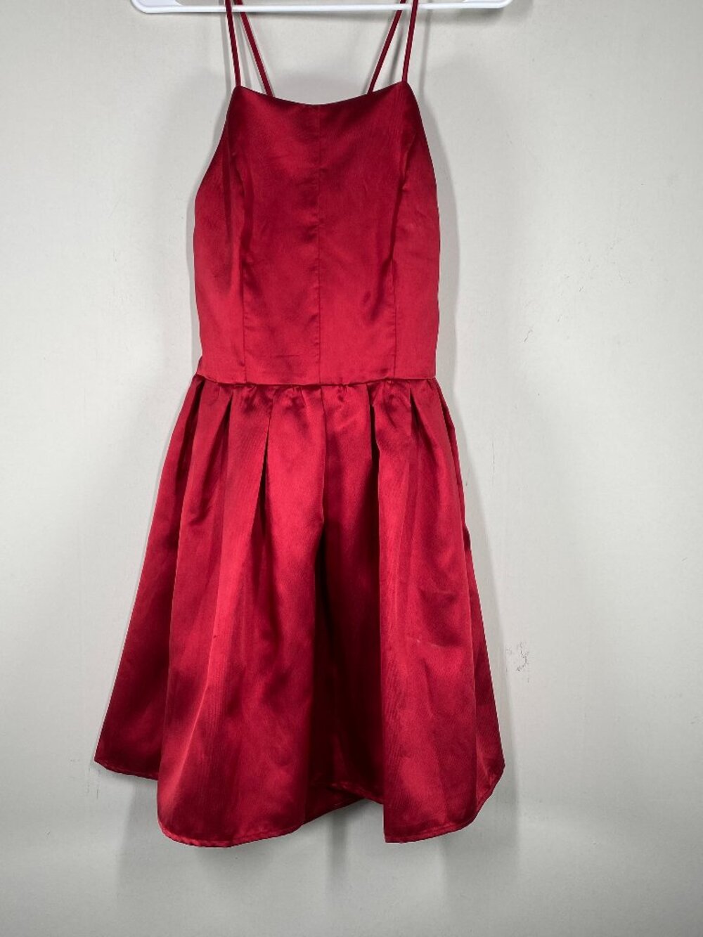 Miss Avenue Fit & Flare Spaghetti Strap Dress Girl's Medium Red Casual